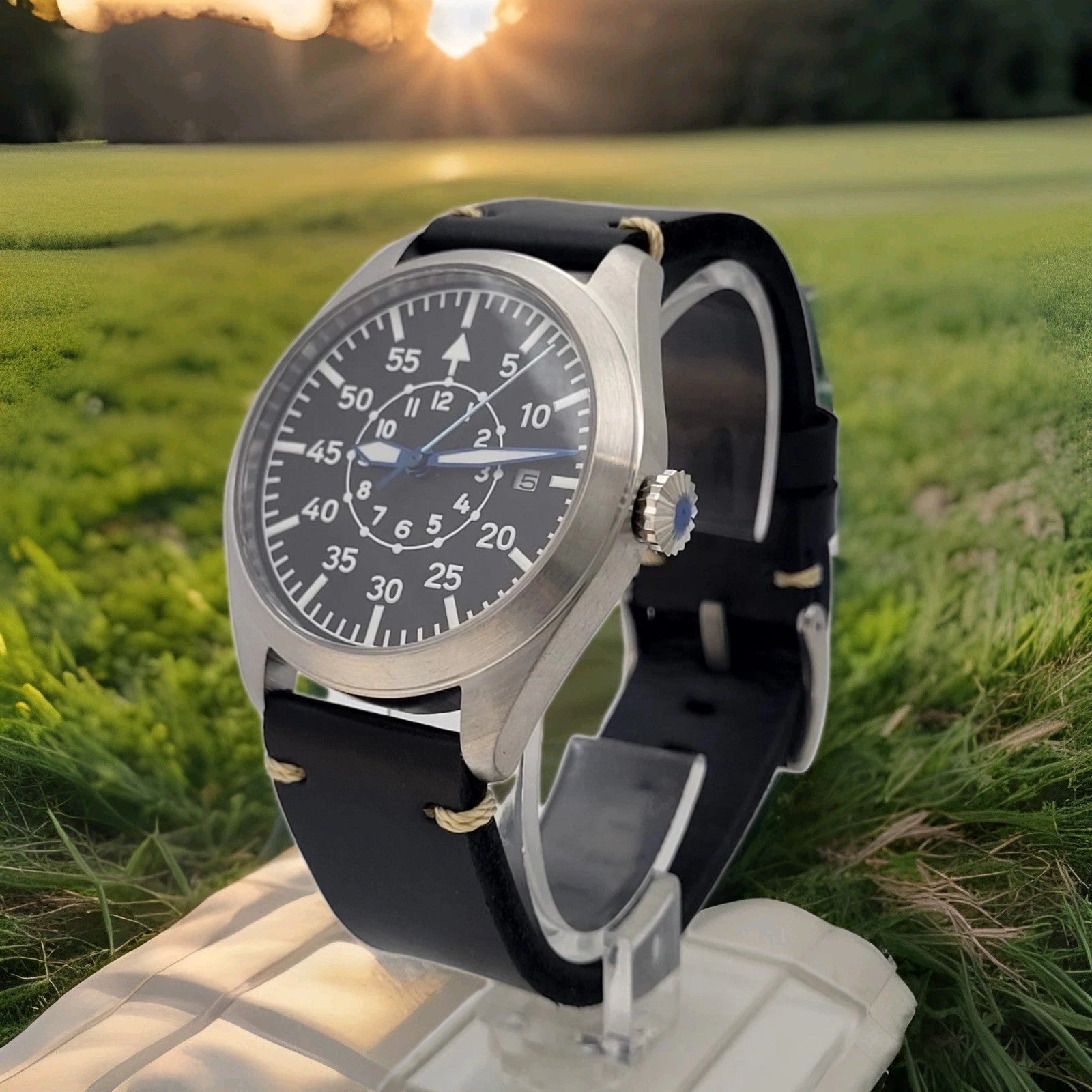 Automatic 24hr Pilot Field Watch Lume Miyota 8215 Sapphire Military Style UK3
