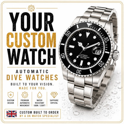 Personalised Custom Watch Automatic Divers NH35 Sapphire Your Logo Bespoke UK0