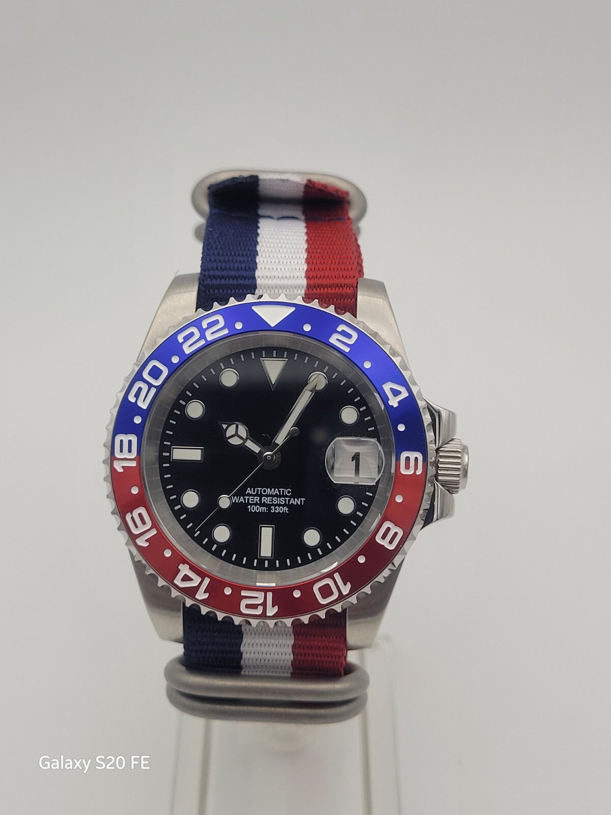 Custom 40mm Red White Blue Divers Watch Seiko TMI Nh35 Auto Movt 100m GB USA.2