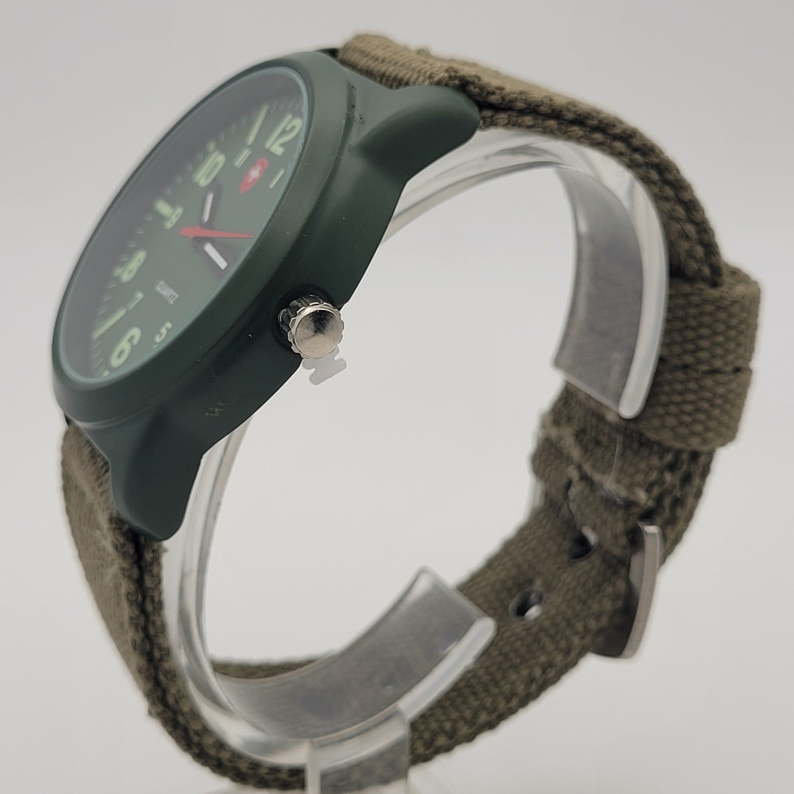 Rough And Tough 43mm Pilot Field Army Watch 3ATM WR Green Canvas Strap.1