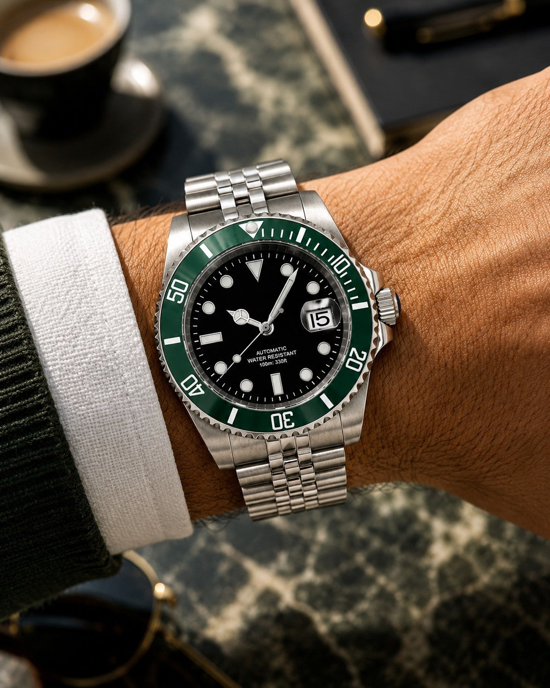 Quality Automatic Luxury Divers Watch Black Green 'Kermit'  Seiko TMI NH35 0