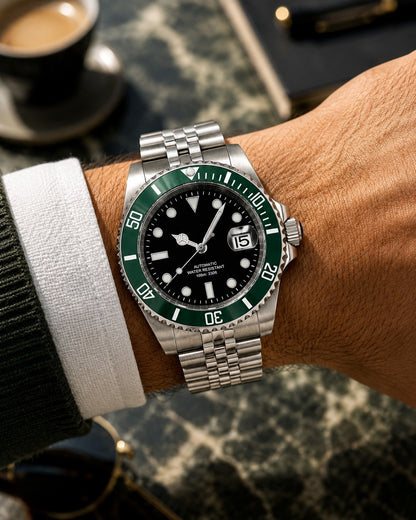 Quality Automatic Luxury Divers Watch Black Green 'Kermit'  Seiko TMI NH35 0