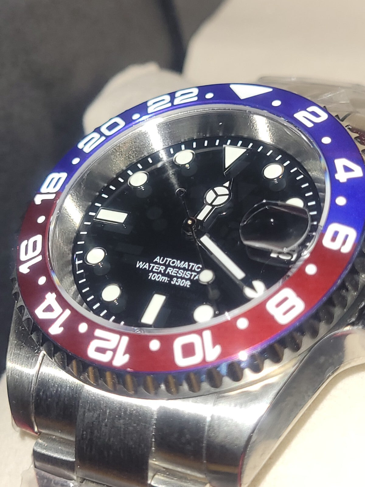 BNIB AUTOMATIC Custom Pepsi Divers Watch Seiko TMI NH35 10atm Sapphire 10