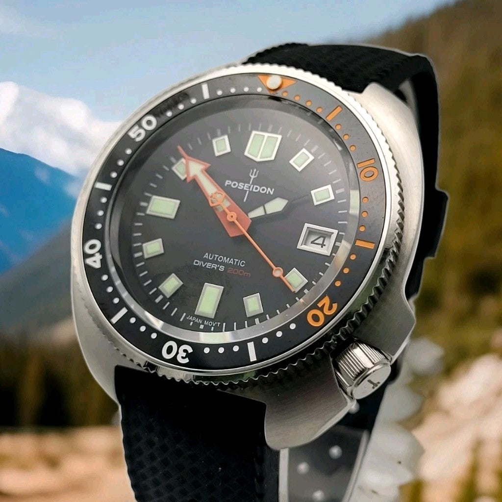 New Automatic Dive Watch NH35 Sapphire 200m Black Orange Pro Diver Mens Watch3