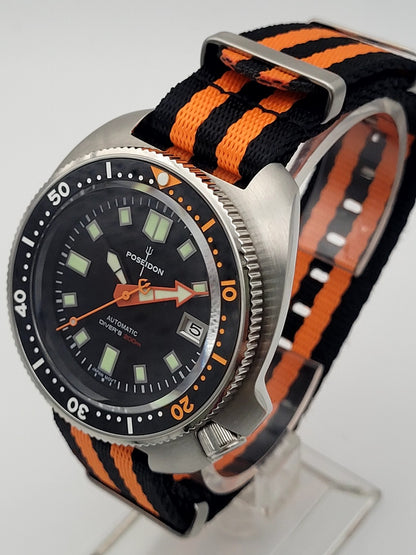 Poseidon Automatic Turtle Black Divers Watch NH35 (SEIKO TMI) Movt 200m4