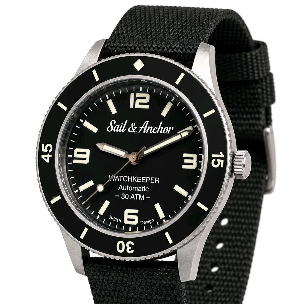 Black Automatic Diver Watch British Design 300M Sapphire Ceramic Steel0