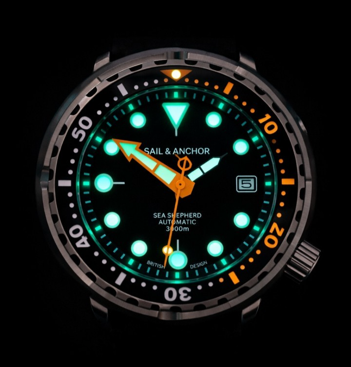 Sail & Anchor Black Automatic 'Tuna' Divers Watch 30ATM British By Design NH35 3