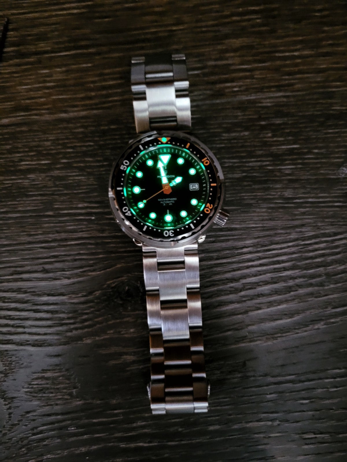 POSEIDON Automatic Black 'Tuna' Heavy Divers Watch 30ATM (SEIKO TMI) NH3521