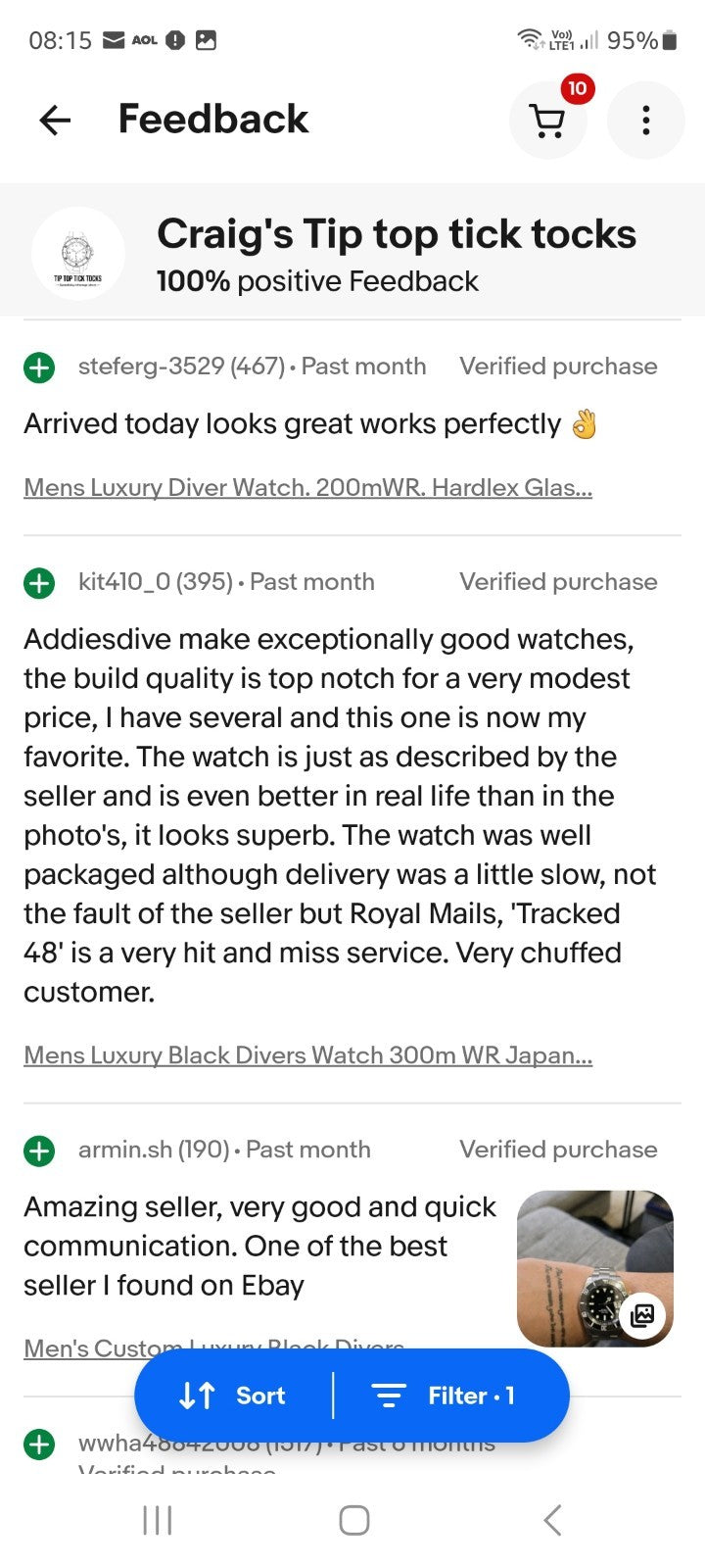 Men's Custom 43mm Black Divers Watch NH34 Seiko TMI Automatic Movt 100m GMT .18