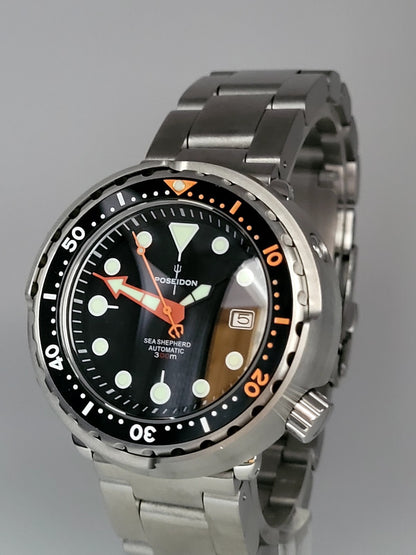 POSEIDON Automatic Black 'Tuna' Heavy Divers Watch 30ATM (SEIKO TMI) NH355