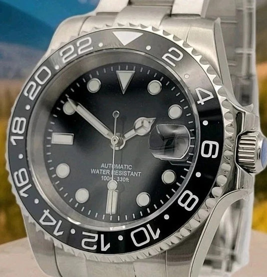 BNIB Automatic Black Sub Divers Watch. Seiko TMI NH35 Japanese Movement  100m0