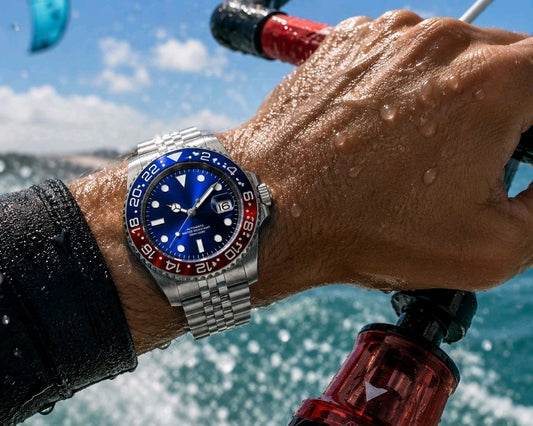 New Automatic Divers Watch Red Blue Bezel Sapphire Ceramic Date Steel UK Seller 0