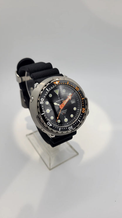 POSEIDON Automatic Dive Watch 300M NH35 Sapphire Steel Black Orange Diver12