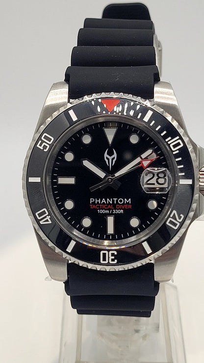 NH35 Phantom Tactical Diver  Automatic Sapphire Rubber Black Watch 10ATM 4