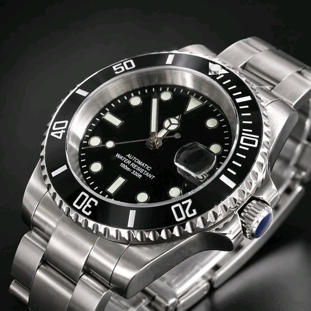 New Automatic Black Divers Sub Watch Seiko TMI NH35 Movement 100m0