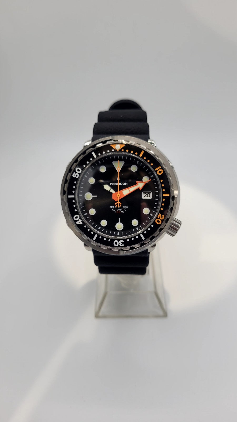 Tough 300m Automatic Dive Watch NH35 Sapphire Steel Black Orange Diver Poseidon13