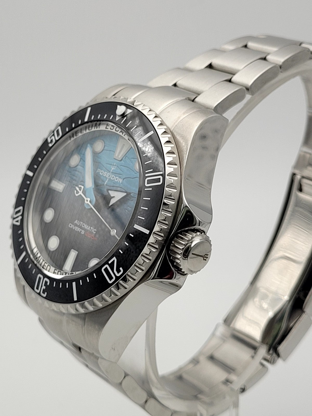 Mens POSEIDON Blue 'Sea Dweller' Divers Watch 20ATM WR SEIKO TMI NH35 Auto. Movt3