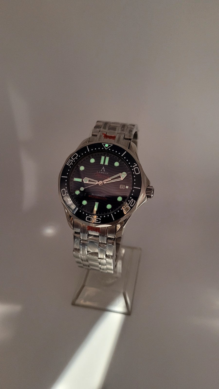 Lambda Maris Luxury Heritage Ocean Automatic Diver Sapphire Blue Dial Watch 100m4