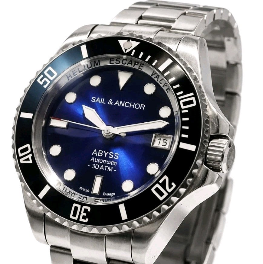 Blue Automatic Divers Watch 'ABYSS' NH35 Ceramic Sapphire 300m Sail & Anchor 0