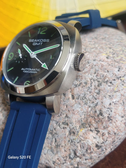 Seagull Automatic Luxury Sandwich Divers Dial Blue And Green GMT Watch 100m 3
