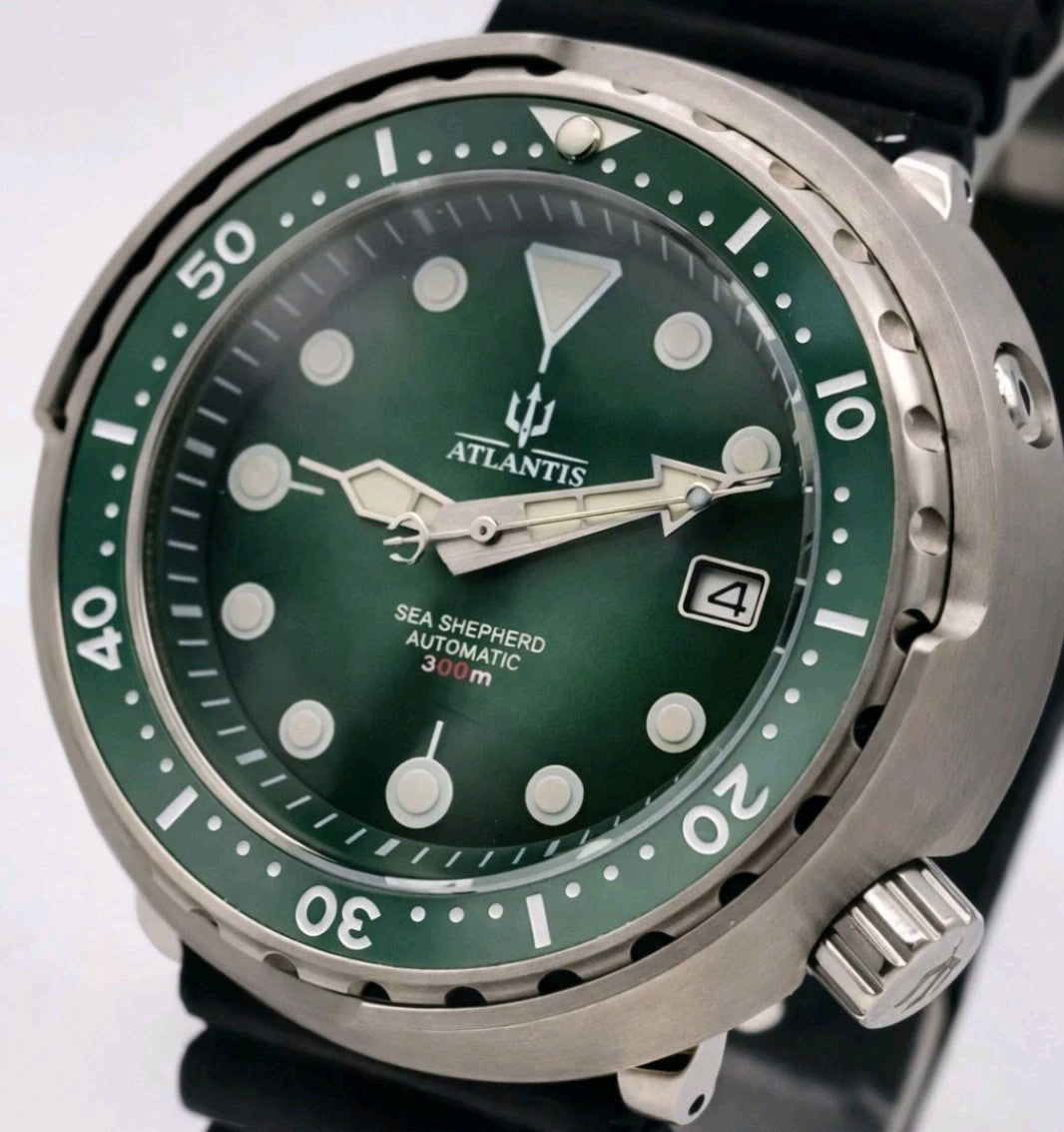 Automatic Diver Watch NH35 300m Green Dial Tuna Style Sapphire UK Seller0