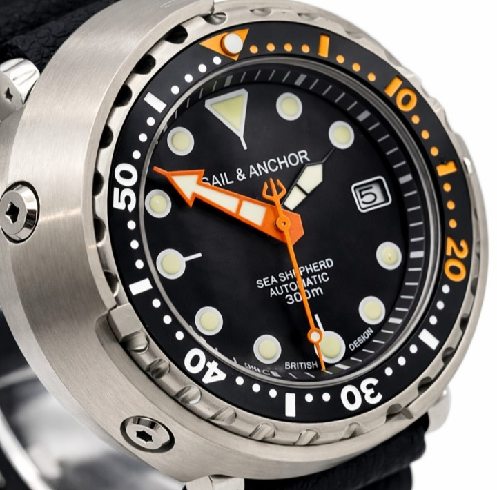 Automatic Dive Watch 300m Black Orange Steel Sapphire Tuna British Micro Brand2