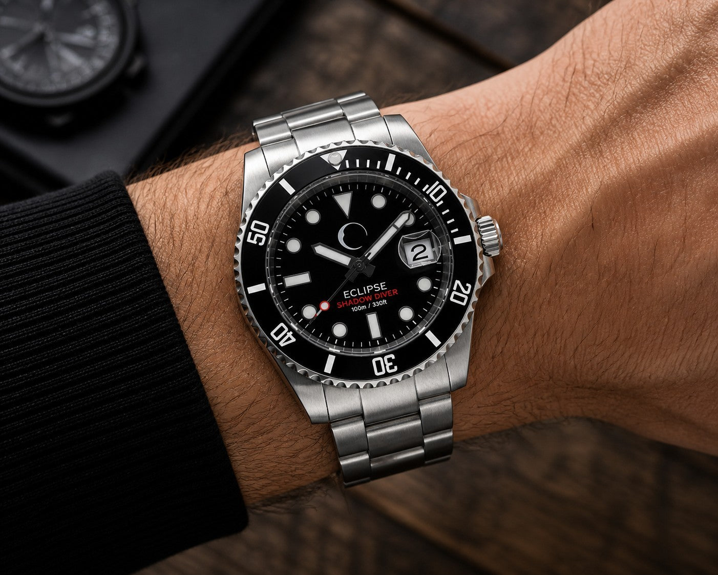 Eclipse Shadow Diver Automatic Watch NH35 Sapphire 100m Stainless Steel1