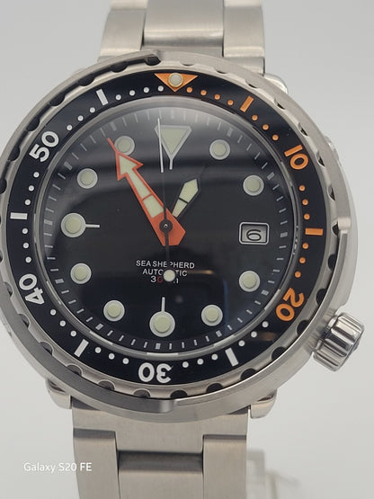 Heavy Automatic Tuna Black Divers Watch 30atm WR Seiko TMI Nh35 Movement 250g.2