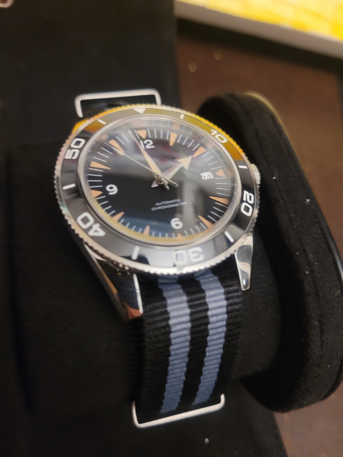Military Automatic Movement Japan Custom Black Divers Watch 100m Vintage17