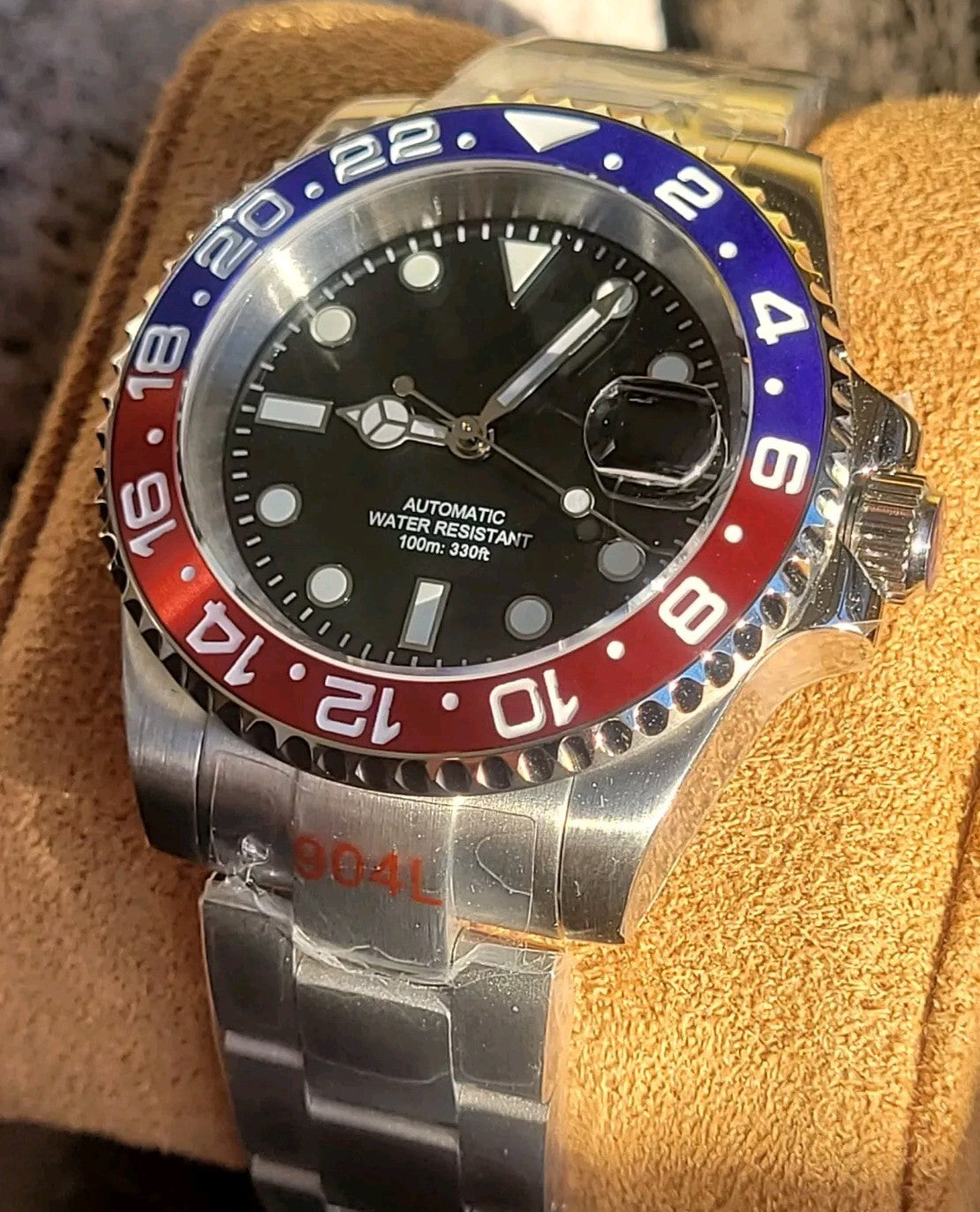 BNIB AUTOMATIC Custom Pepsi Divers Watch Seiko TMI NH35 10atm Sapphire 1