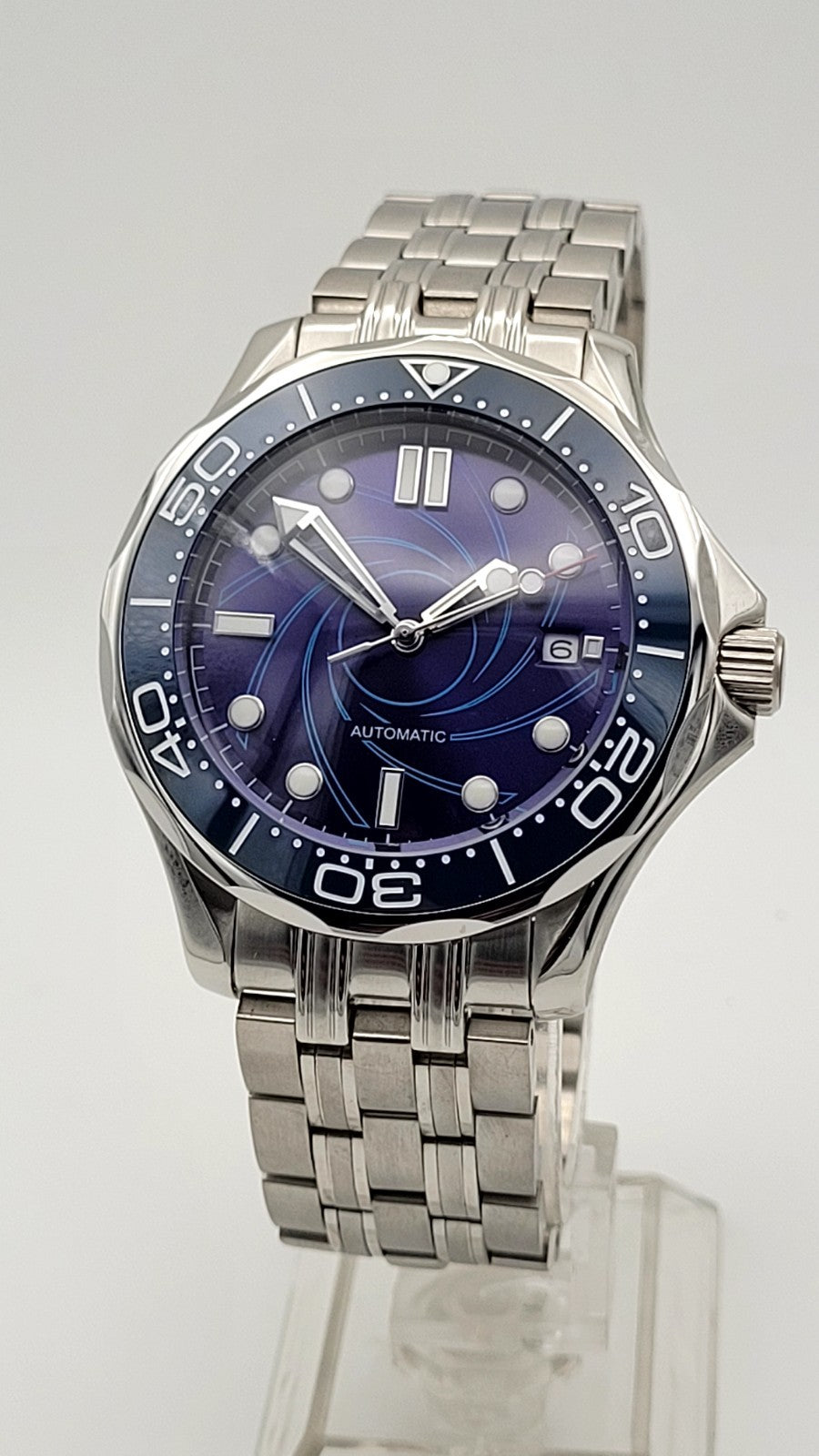 Blue Automatic Divers Watch Miyota Movement Sapphire 100M Steel Ceramic UK Sell3