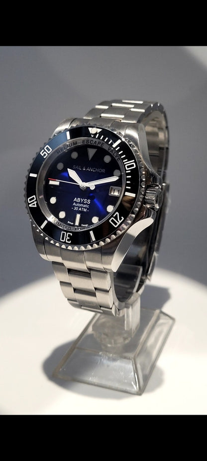 Blue Automatic Divers Watch 'ABYSS' NH35 Ceramic Sapphire 300m Sail & Anchor 5