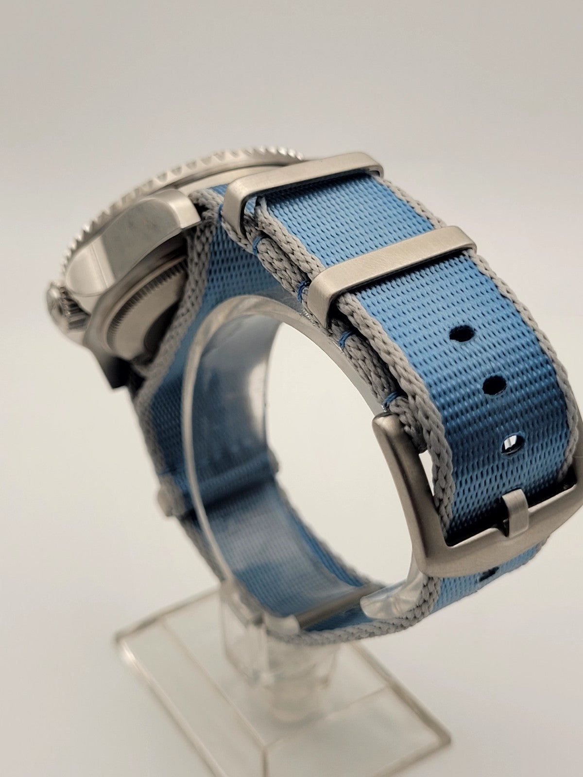 Automatic Diver Watch 200m Poseidon Sapphire Blue Dial Steel Military Strap UK10