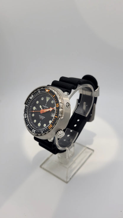 POSEIDON Automatic Dive Watch 300M NH35 Sapphire Steel Black Orange Diver15