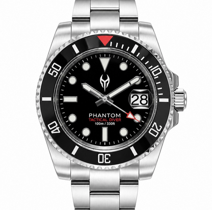 PHANTOM Tactical Diver Automatic Watch NH35 Sapphire Ceramic Black Diver 100M0