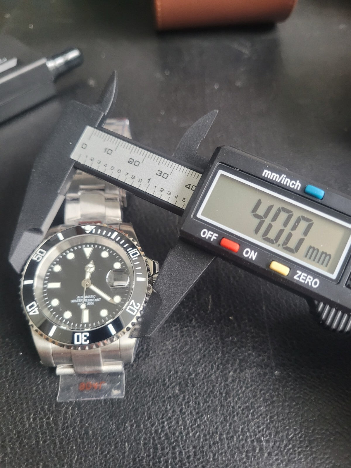 New LEFT Handed Automatic Movement Divers Watch Black NH35 Seiko TMI 10atm WR9