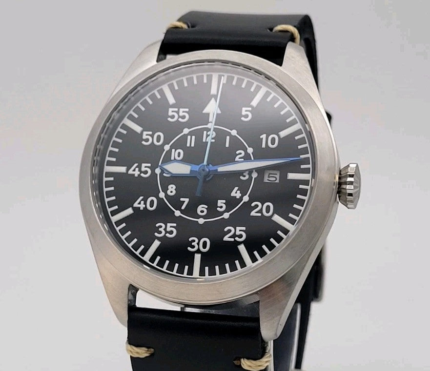 Automatic 24hr Pilot Field Watch Lume Miyota 8215 Sapphire Military Style UK4