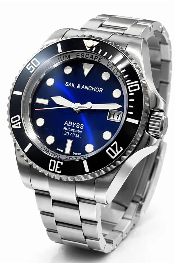 Blue Automatic Divers Watch 'ABYSS' NH35 Ceramic Sapphire 300m Sail & Anchor 2