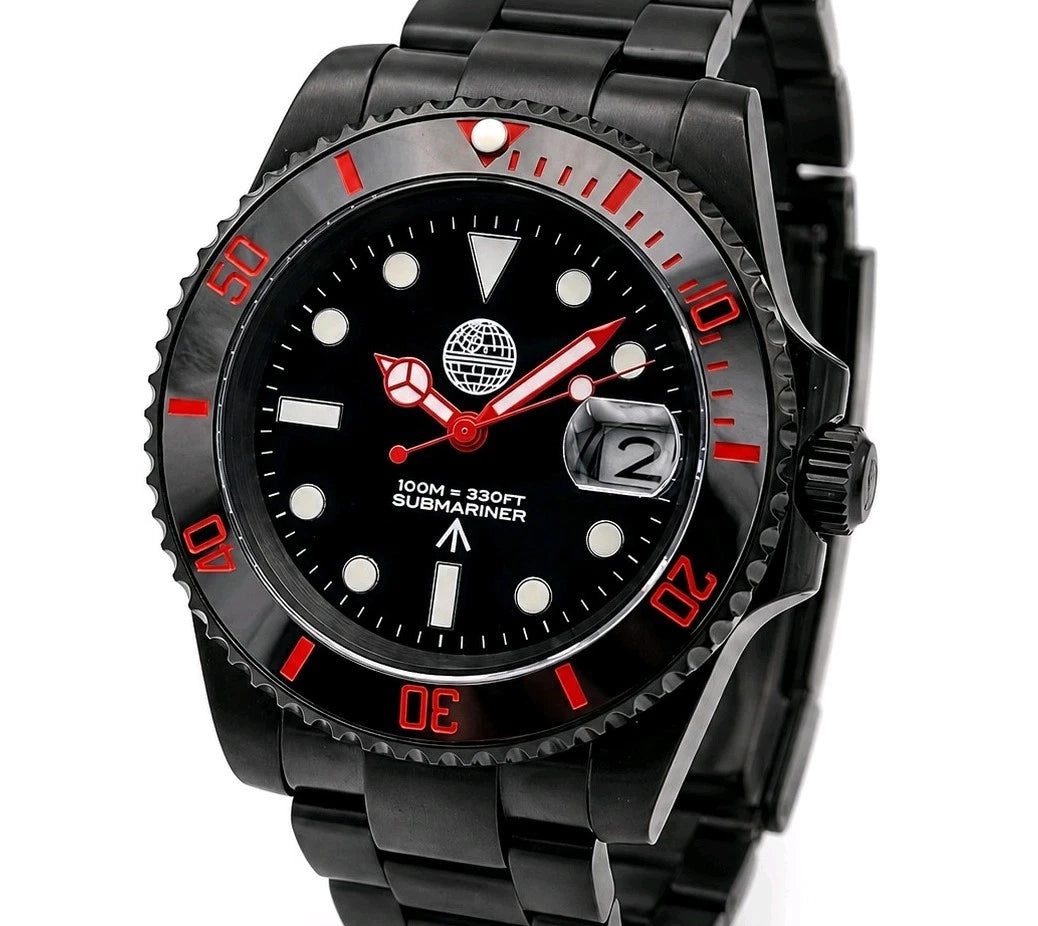 Black Atomatic Divers Watch STAR WARS DARTH VADER Ceramic Bezel Sapphire Glass