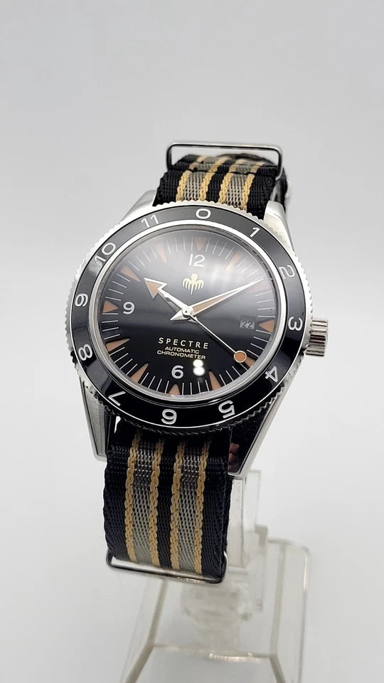 New Bond Automatic Dive Watch 41mm Sapphire Steel Black Dial 100m SPECTRE UK