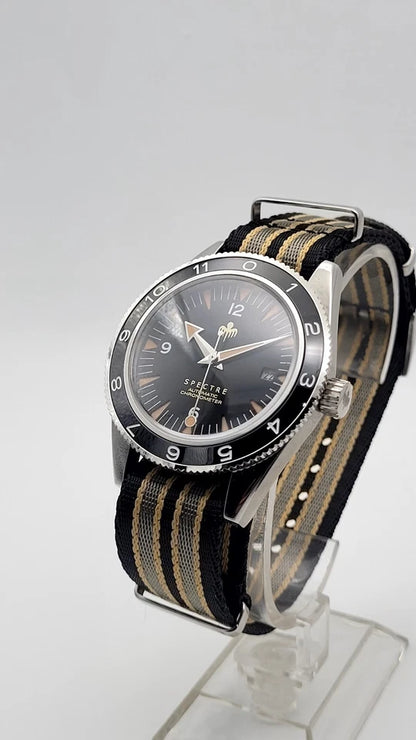 New Bond Automatic Dive Watch 41mm Sapphire Steel Black Dial 100m SPECTRE UK