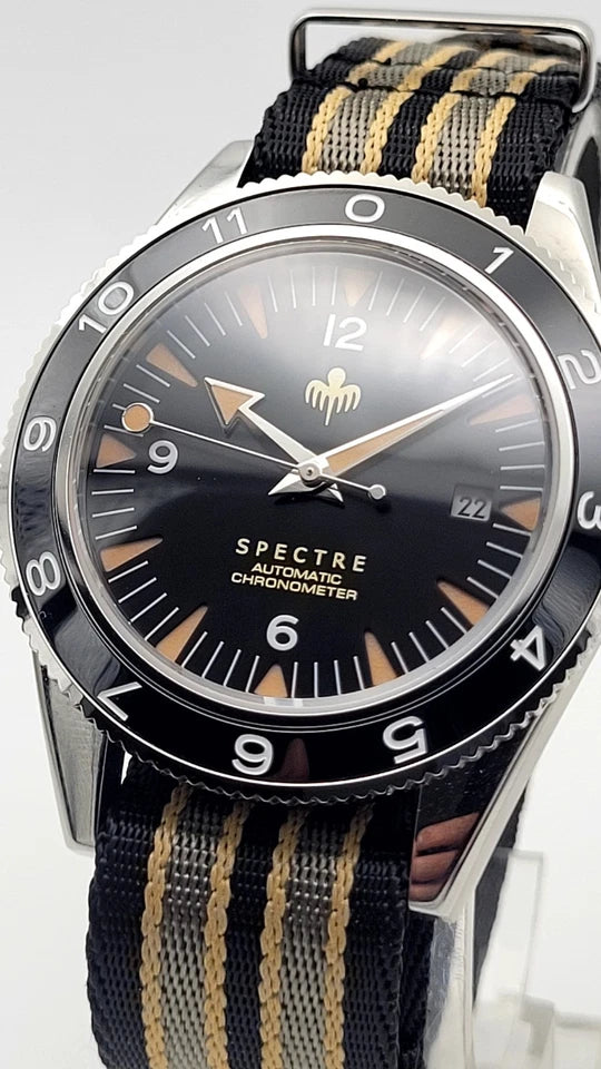 New Bond Automatic Dive Watch 41mm Sapphire Steel Black Dial 100m SPECTRE UK