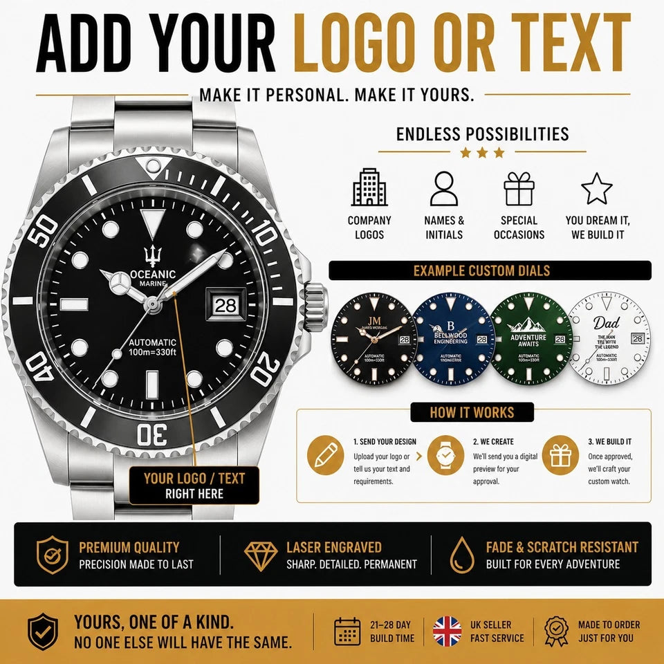 Custom Automatic Dive Watch Build Your Own NH35 / Miyota Sapphire 100M UK Seller