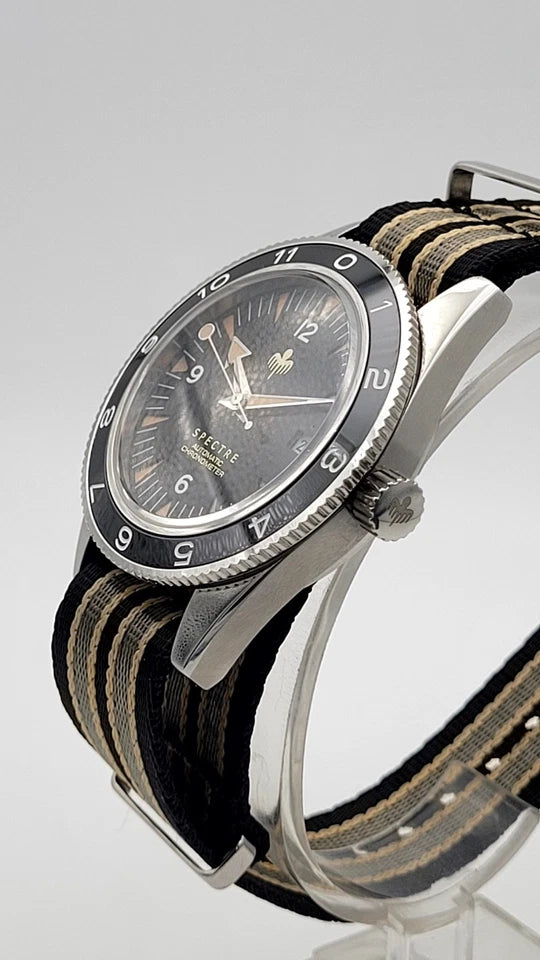 New Bond Automatic Dive Watch 41mm Sapphire Steel Black Dial 100m SPECTRE UK