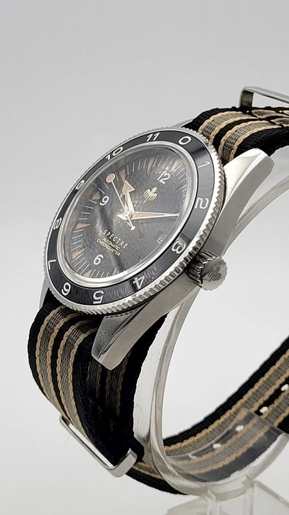 New Bond Automatic Dive Watch 41mm Sapphire Steel Black Dial 100m SPECTRE UK