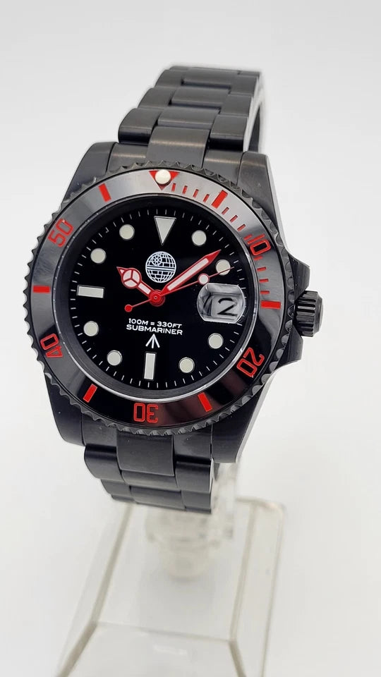Black Atomatic Divers Watch STAR WARS DARTH VADER Ceramic Bezel Sapphire Glass