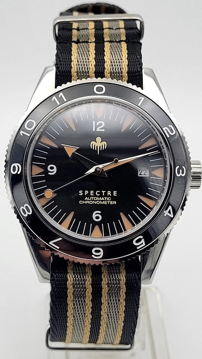 New Bond Automatic Dive Watch 41mm Sapphire Steel Black Dial 100m SPECTRE UK