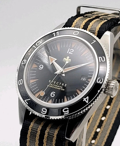 New Bond Automatic Dive Watch 41mm Sapphire Steel Black Dial 100m SPECTRE UK